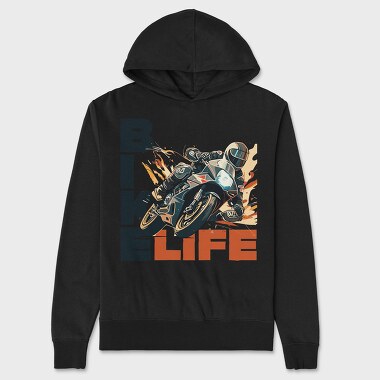 Tilted Racing Motorcycle Bike Life Cartoon, Unisex Men's Hoodie