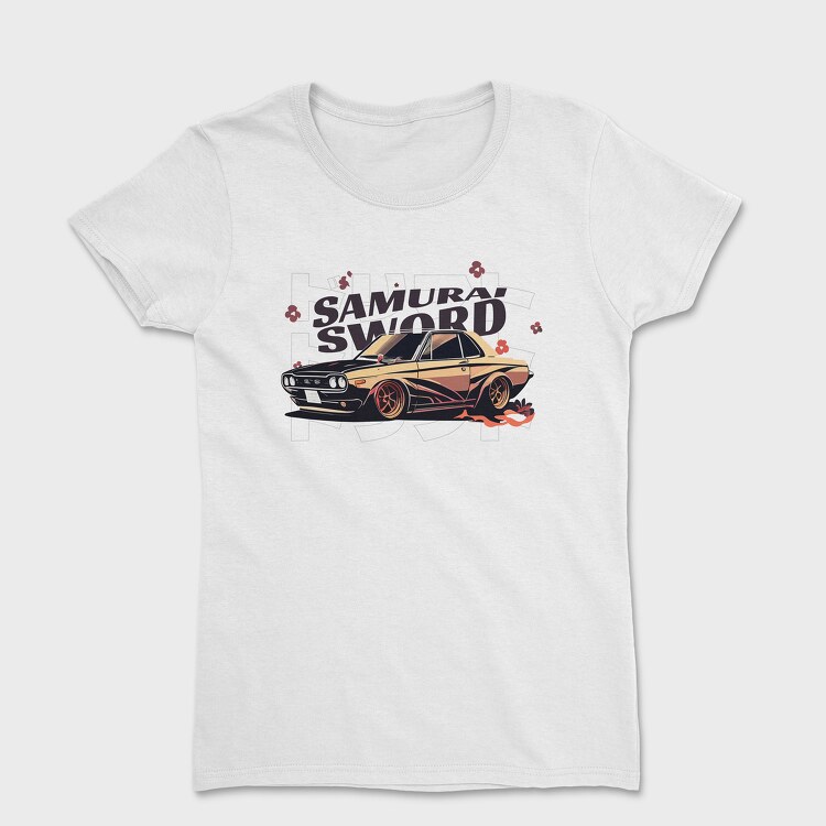 Car Jdm Japan Samurai Sword Flowers, Дамска Тениска