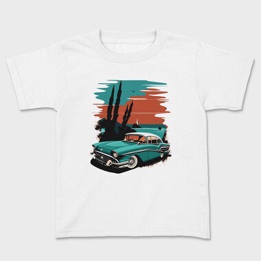 Classic 80S Car Beach Sunset Trees, Kids' T-Shirt