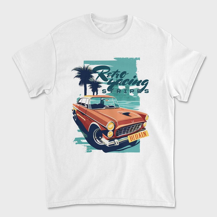 Classic Car Beach Trees, Унисекс Мъжка Тениска