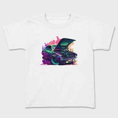 Classic Car Customized Enginesed Hood, Kids' T-Shirt