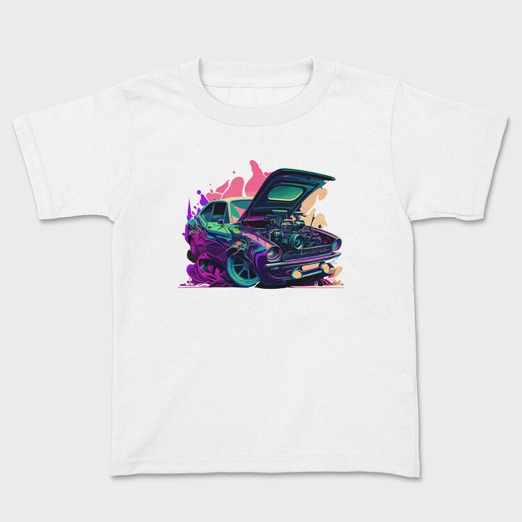 Classic Car Customized Enginesed Hood, Kids' T-Shirt