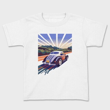 Classic Car Road Trees Sunset, Kids' T-Shirt