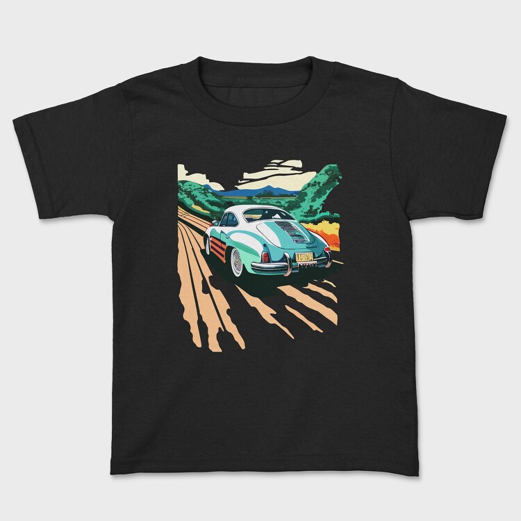 Classic Car Trees Landscape Retro, Детска Тениска