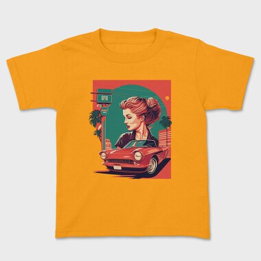 Classic Convertible Car Palm Tree, Kids' T-Shirt