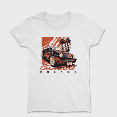 Classic Convertible Car Palm Trees, Women's T-Shirt