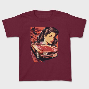 Classic Convertible With Woman and Trees, Kids' T-Shirt