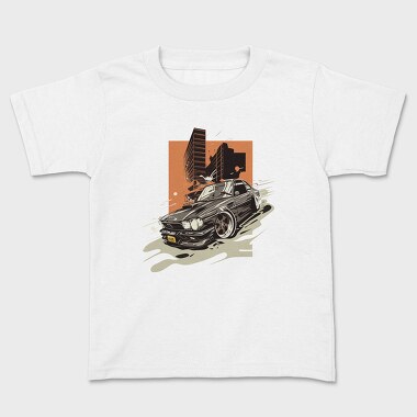 Classic Custom Car Luxury Hood Rims Cityscape, Kids' T-Shirt