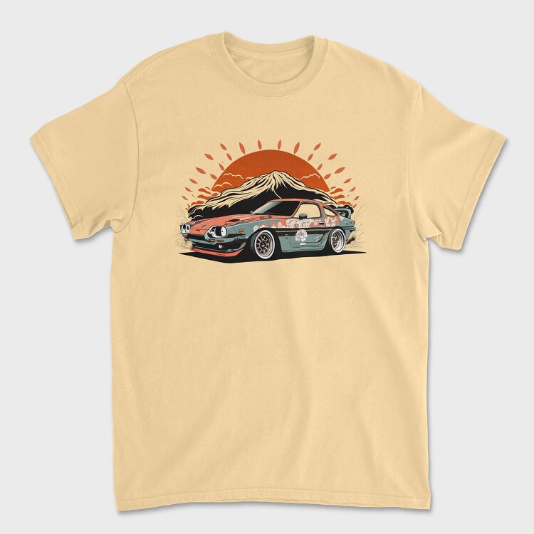 Custom Car Winged Sunset Mountain Manga, Unisex Men's T-Shirt
