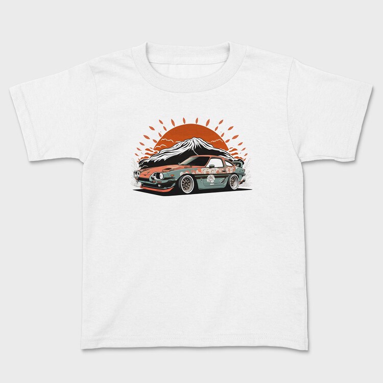 Custom Car Winged Sunset Mountain Manga, Детска Тениска
