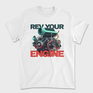 Унисекс Мъжка Тениска, Custom Large Engine Rev Your Engine
