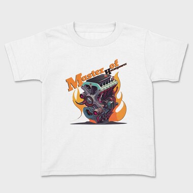 Custom Motorcycle Engine Flames Master of Horsepower, Kids' T-Shirt