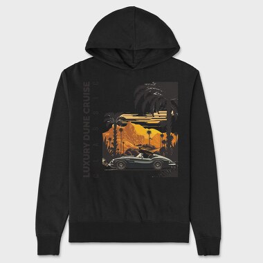 Classic Sports Car on Road Mountains Palm Vintage, Unisex Men's Hoodie