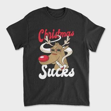 Unisex Men's T-Shirt, Reindeer Smoking