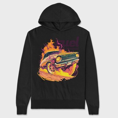 Hot Road Car Burning Ground Fuel Soul Cartoon, Unisex Men's Hoodie