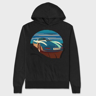 Minimalist Classic Sports Car in Bauhaus Aesthetic, Unisex Men's Hoodie