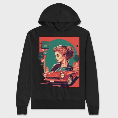 Classic Convertible Car Palm Tree, Unisex Men's Hoodie