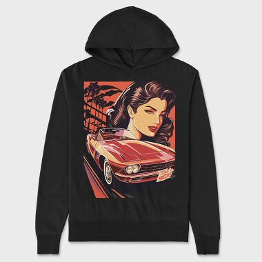 Classic Convertible With Woman and Trees, Unisex Men's Hoodie