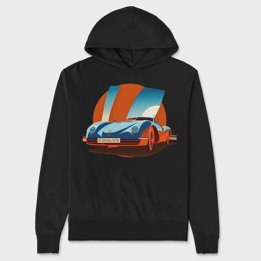 Retro Sports Car Influenced by Bauhaus, Unisex Men's Hoodie