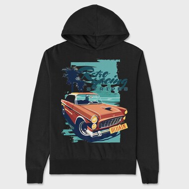 Classic Car Beach Trees, Unisex Men's Hoodie