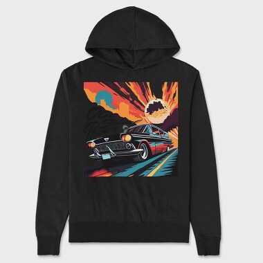 Old School Power Hot Road Cars Comic, Unisex Men's Hoodie