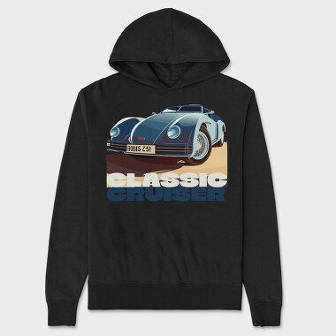 Classic Retro Car Front Perspective, Унисекс Мъжко Суичър