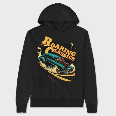 Roaring Classics Hotroad Car Comic, Unisex Men's Hoodie
