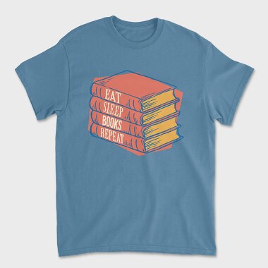 Eat Sleep Books Repeat, Unisex Men's T-Shirt
