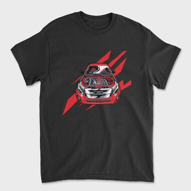 Unisex Men's T-Shirt, Motor Detail Red Car