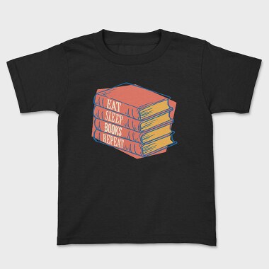 Eat Sleep Books Repeat, Kids' T-Shirt