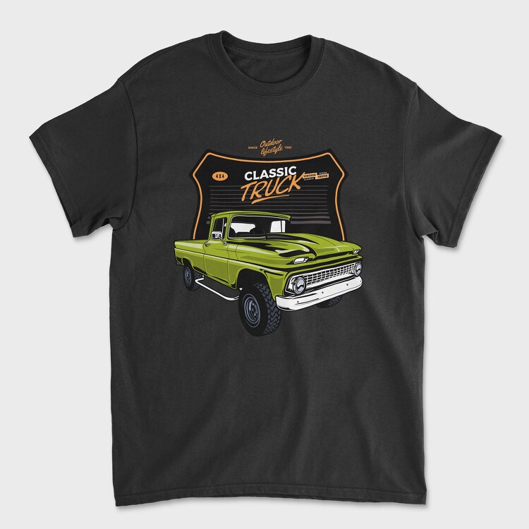 Classic Truck Old Green Car, Unisex Men's T-Shirt