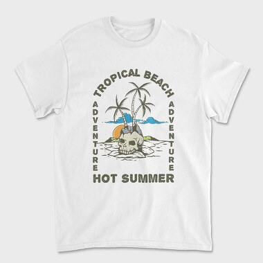 Skull Island Tropical Beach, Unisex Men's T-Shirt
