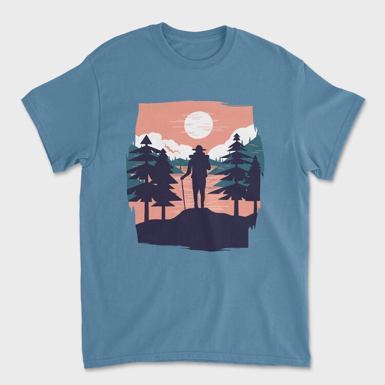 Hiking Sunset, Унисекс Мъжка Тениска