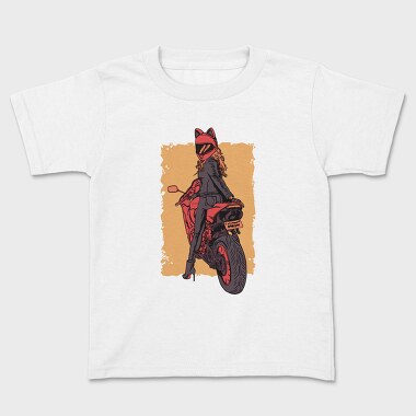 Cat Woman Motorbike, Kids' T-Shirt