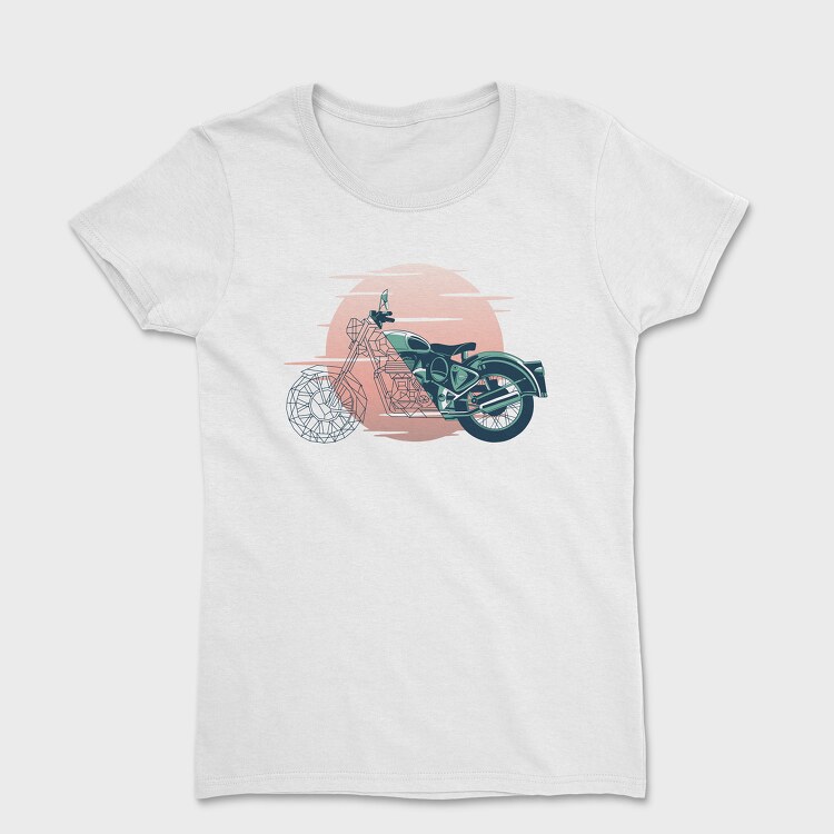 Vintage Geometric Motorbike, Дамска Тениска