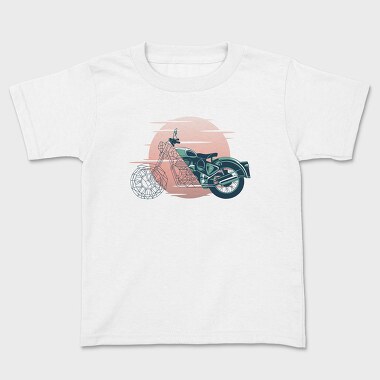 Vintage Geometric Motorbike, Kids' T-Shirt