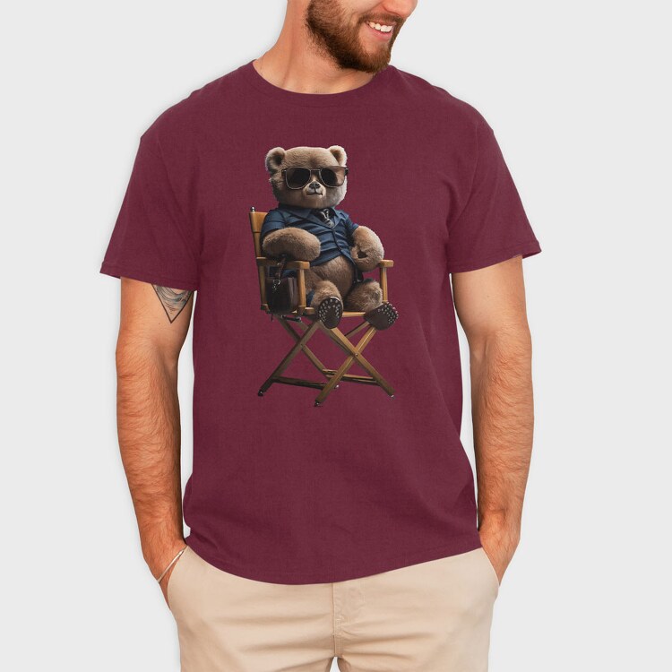 Teddy Bear on Chair, Unisex Men's T-Shirt