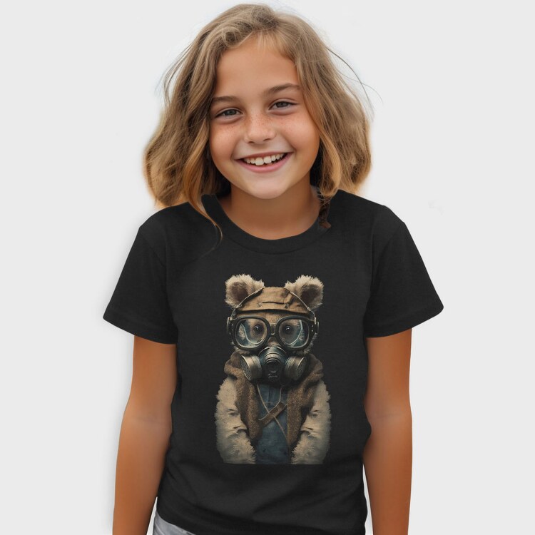 Gas Mask Teddy, Kids' T-Shirt