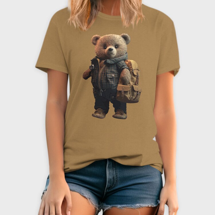 Teddy With Backpak, Унисекс Мъжка Тениска
