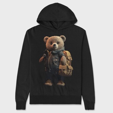 Teddy With Backpak, Unisex Men's Hoodie