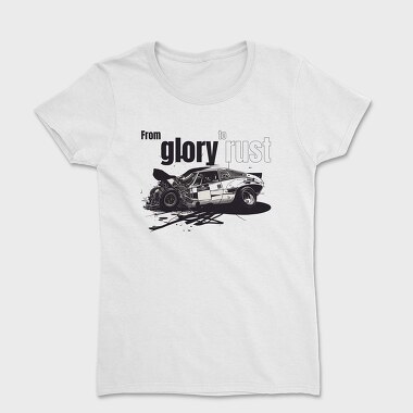 From Glory to Rust Car Racing Crashed Line, Women's T-Shirt