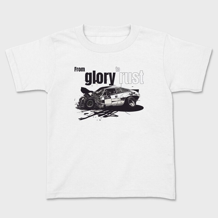 From Glory to Rust Car Racing Crashed Line, Kids' T-Shirt