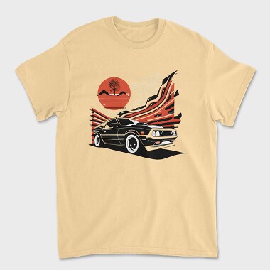Futuristic Car Lines Mountains, Unisex Men's T-Shirt