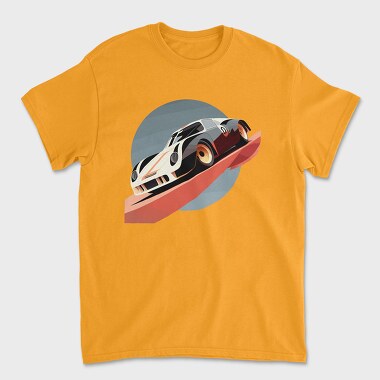 Geometric Forms and Formula Racing Car in Bauhaus, Unisex Men's T-Shirt