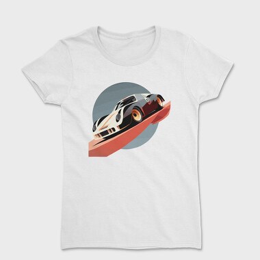 Women's T-Shirt, Geometric Forms and Formula Racing Car in Bauhaus