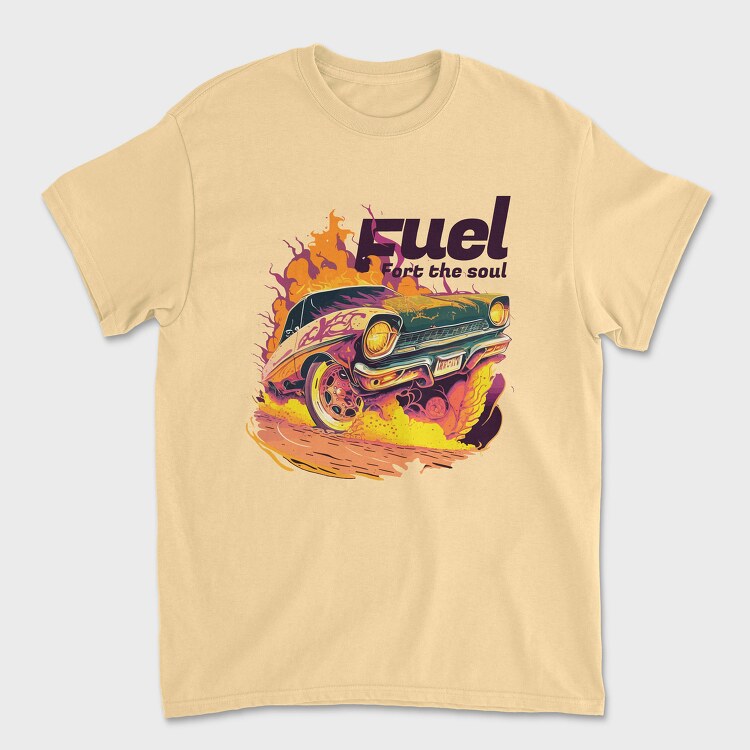 Hot Road Car Burning Ground Fuel Soul Cartoon, Унисекс Мъжка Тениска