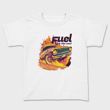 Hot Road Car Burning Ground Fuel Soul Cartoon, Детска Тениска