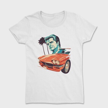 Iconic Car Convertible With Man, Women's T-Shirt
