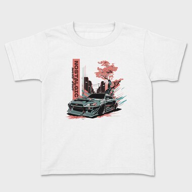 Japanese Car Custom Street Drive Nostalgic Sunset, Kids' T-Shirt