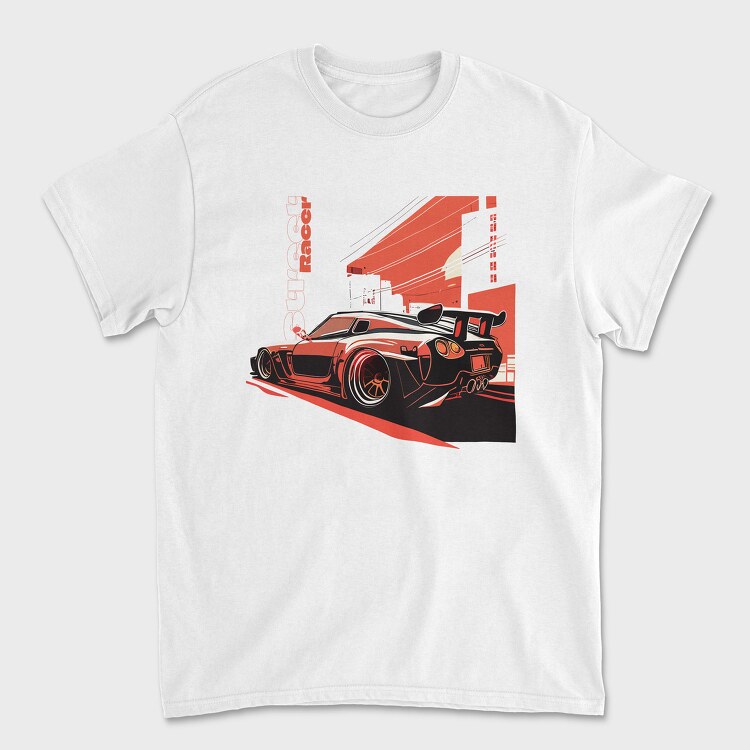 Japanese Sports Car Street Racer Sunset Drive Japan, Унисекс Мъжка Тениска